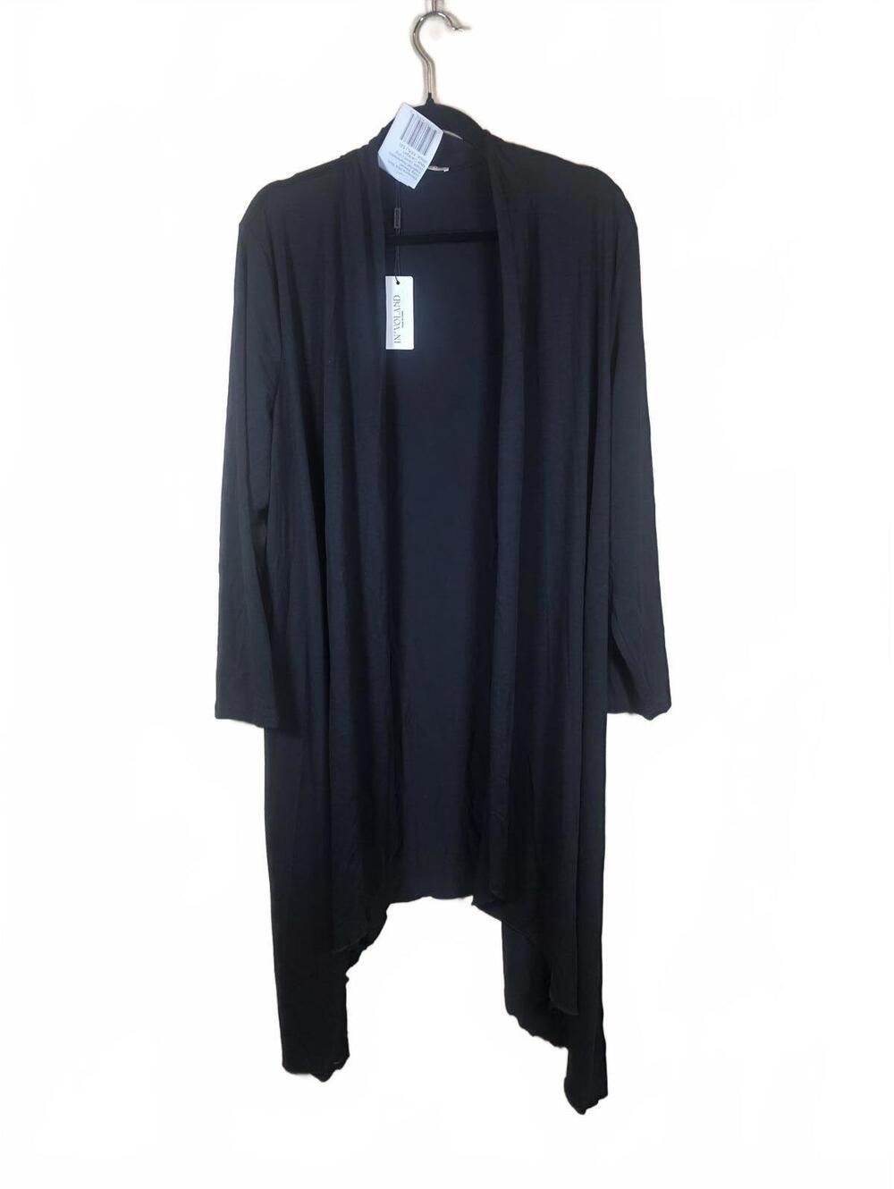 IN’VOLAND Women’s Plus Size Long Sleeve Waterfall Maxi Cardigan Black XXXL